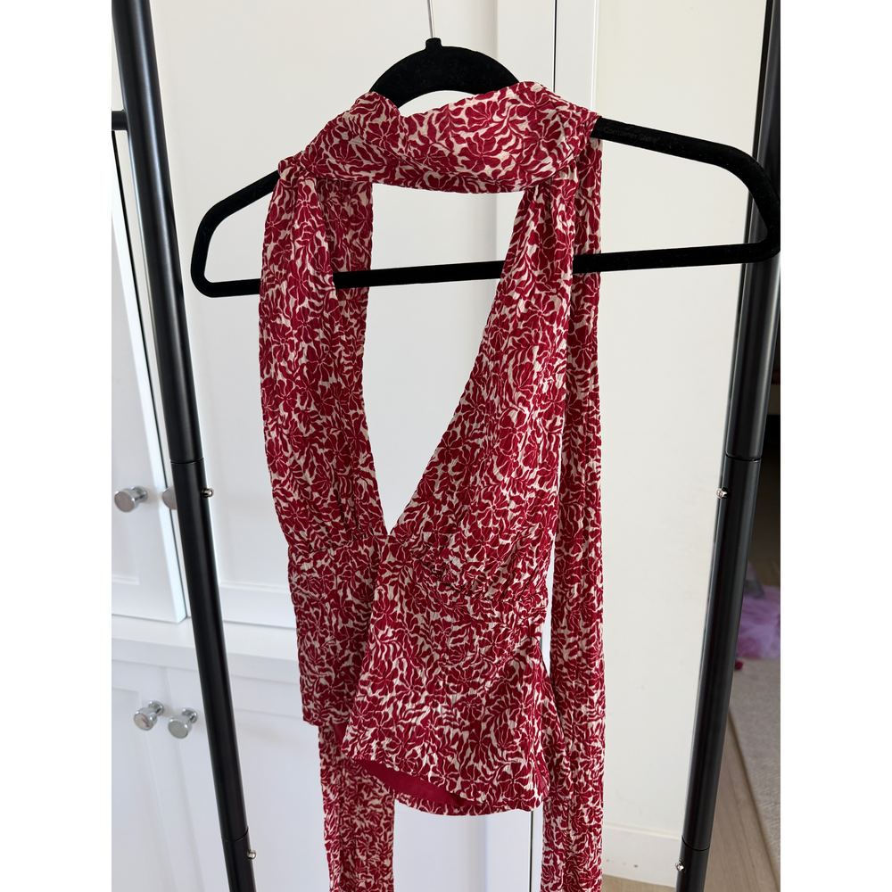 Gianni Bini Cyd Morris x Dillards Red Printed Halter Top Size 2 - Picture 2 of 4